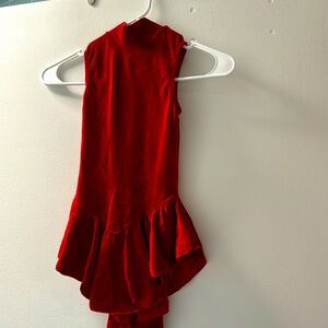 Red halter top skating/dance Leo - unique back - beautiful red
